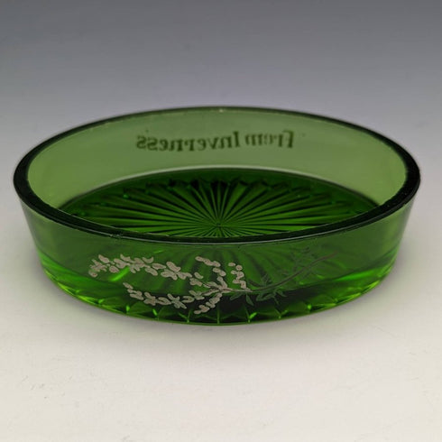 British Antique Butter Dish Silver Plate & Green Glass Inner